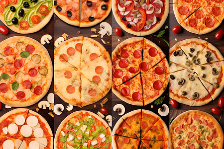 多种披萨拼图背景图片