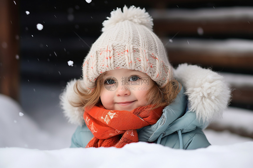 冬日欢乐的小女孩图片