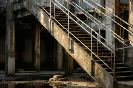 空荡建筑物中的楼梯背景图片
