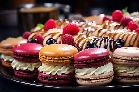 法式甜点与咖啡背景图片