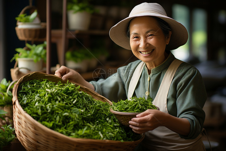 正在微笑的中年女性图片