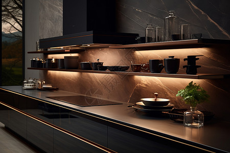 现代典雅的厨房背景图片