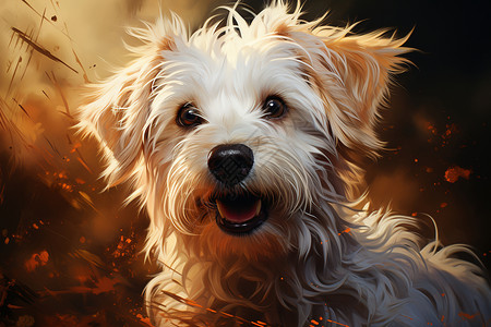 可爱的小狗油画背景图片