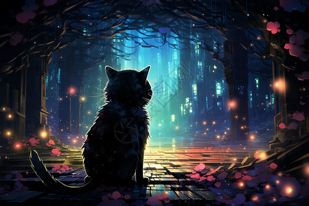 仙境中的小猫动物背景图片