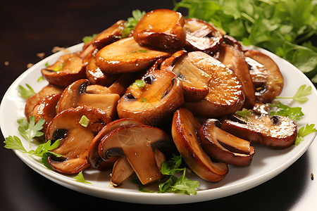 健康的炒香菇高清图片