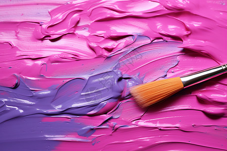 炫彩笔刷紫蓝色的颜料刷子背景