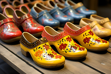 彩色木鞋的展示高清图片