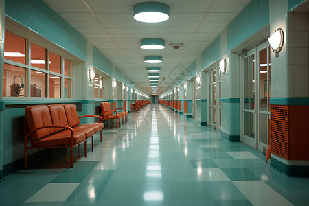 医院走廊上的椅子背景图片