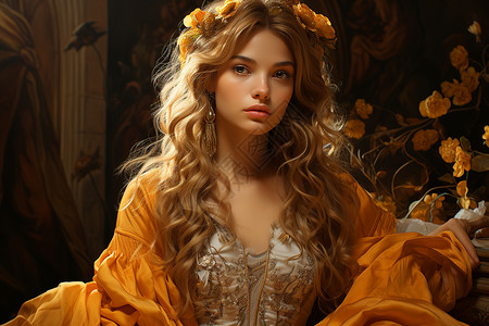 金色头发的女孩背景图片