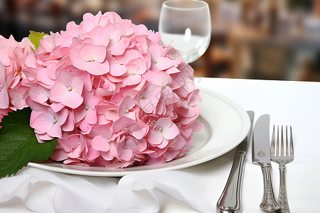 浪漫婚宴上的粉色花朵背景图片