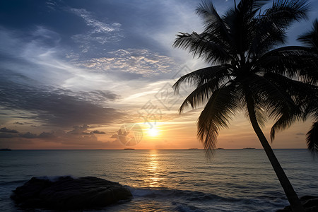 海滩上的棕榈树背景图片