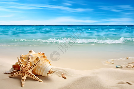 蓝天下的海滩背景图片