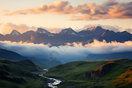 山谷间的溪流背景图片