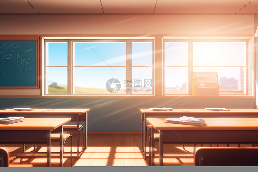阳光照耀的教室图片
