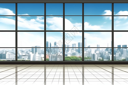 建筑窗户外的城市背景图片