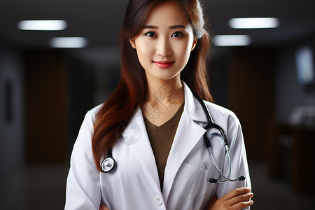 医院走廊里的女医生背景图片
