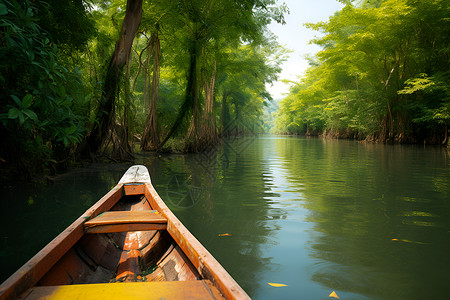 森林中一艘船背景图片