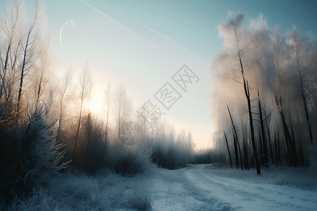 白雪皑皑森林背景图片