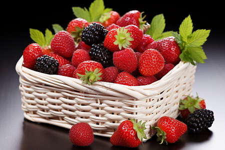 草莓季节花园中的水果盛宴背景