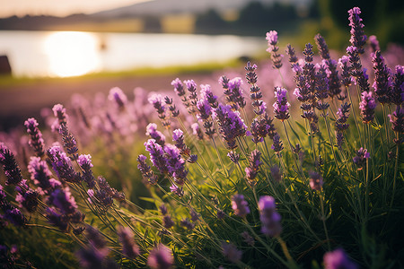 开花大自然美丽盛开的薰衣草背景