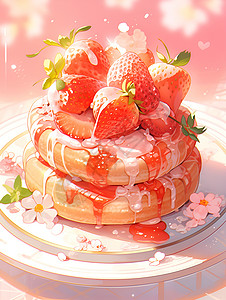 可口的草莓甜甜圈背景图片