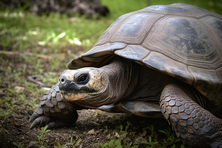 草地上的野生乌龟背景图片