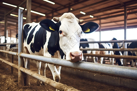 牧场中饲养的奶牛背景图片