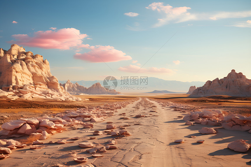 沙漠的岩石道路图片