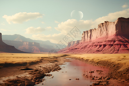 炎热的沙漠山丘背景图片