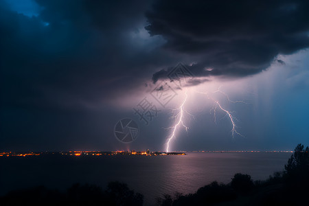 雷电防护天空中的闪电背景