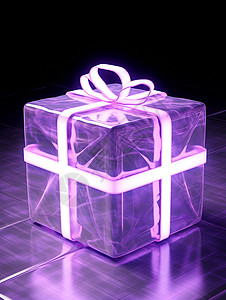 紫色卡通礼盒透明紫色礼盒插画