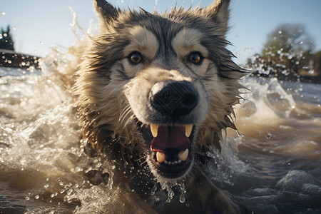 追逐猎物的孤狼高清图片