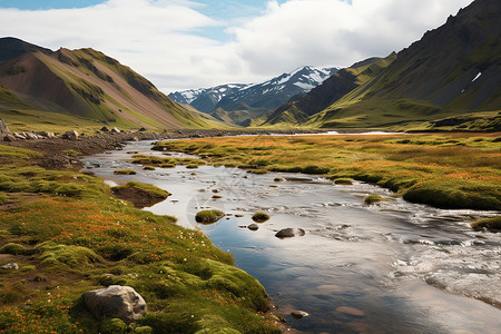 炫丽风景青山绿水云霞满天的美丽景观背景