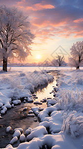 冬天的雪景背景图片