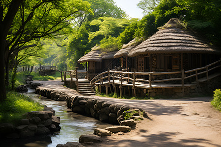 乡村的小屋背景图片