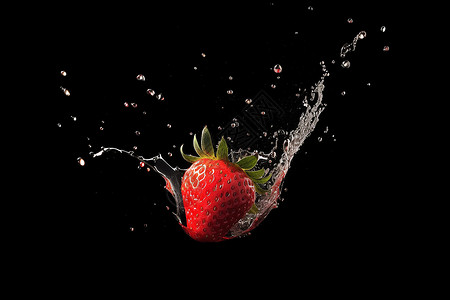 美味草莓汁水滴四溅草莓设计图片