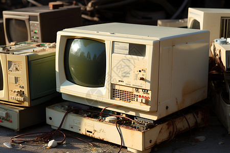 废弃的电子垃圾背景图片