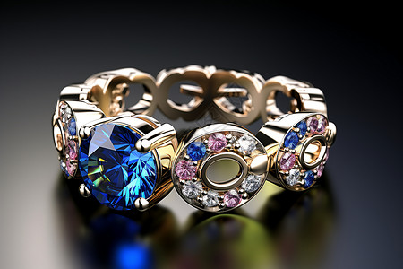 美丽的蓝宝石戒指背景图片
