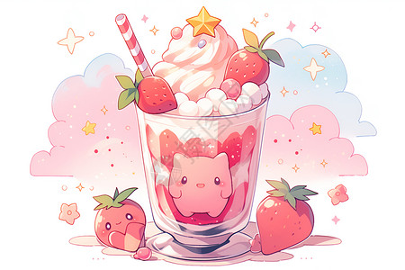 草莓味的冰淇淋背景图片