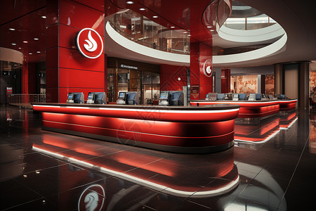 红色银行服务柜台背景图片