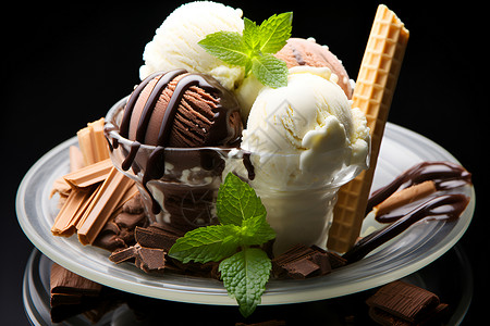 美味的冰淇淋球背景图片
