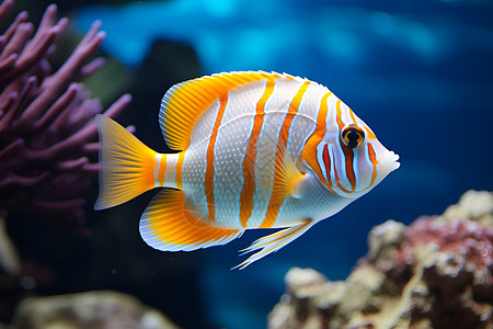 热带海底的美丽鱼类背景图片
