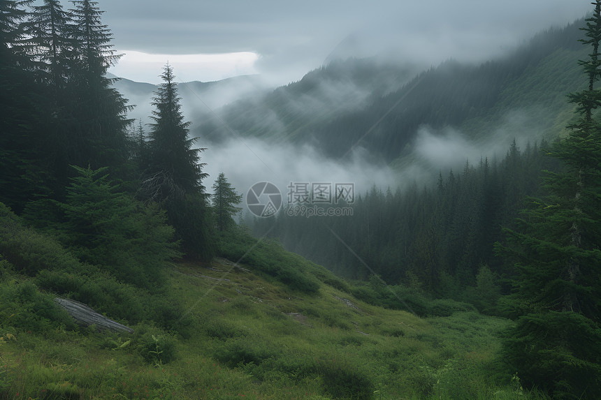 山林薄雾图片