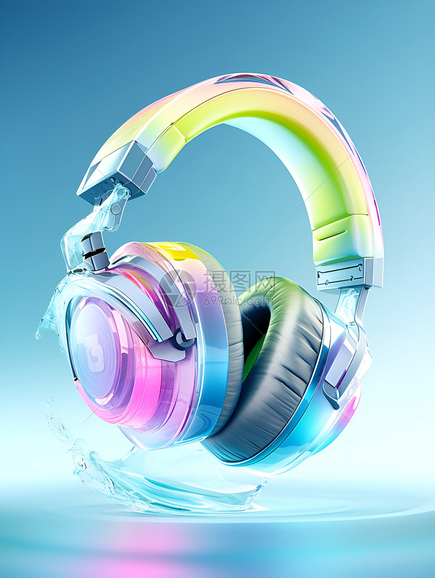 一副彩虹耳机图片