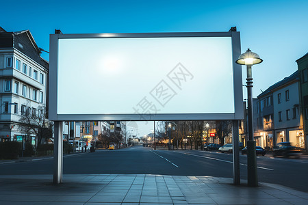 城市街头的空白广告牌背景图片