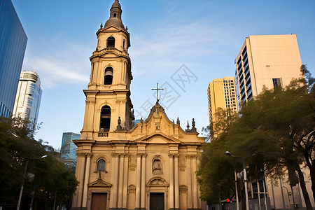 著名的圣地亚哥主教座堂背景图片
