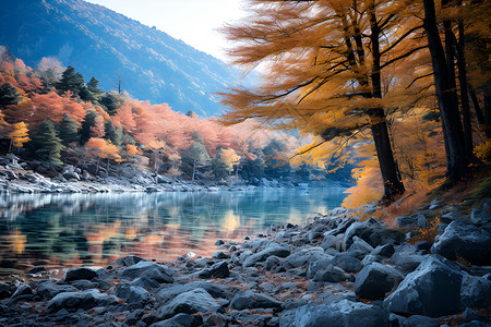 秋日山水背景图片
