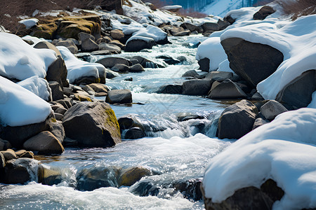 冬天的溪流背景图片