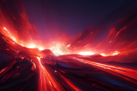 原始地貌炙热的红色火山设计图片