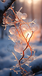 树枝上蓄满冰霜背景图片